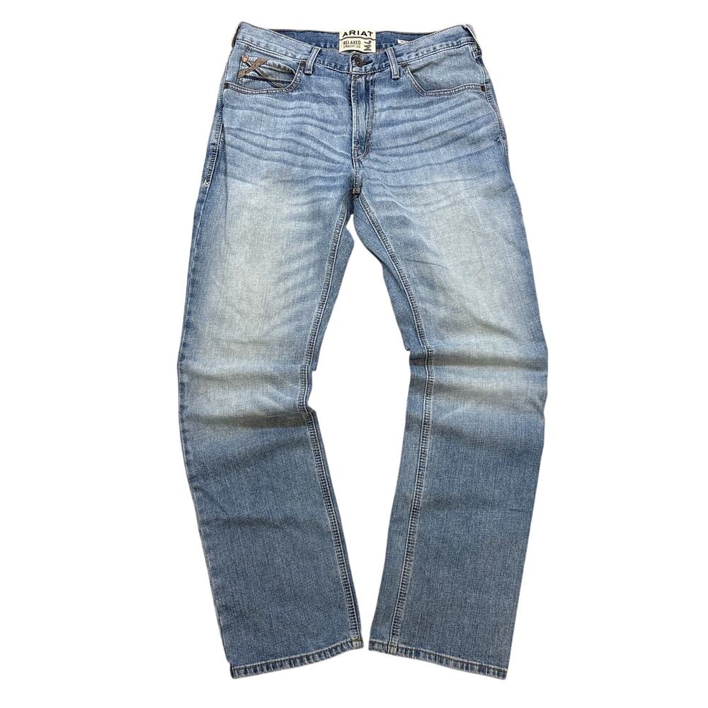 Ariat M4 Relaxed Straight Leg Jeans Mens 34x36 Blue Denim Western Cowboy